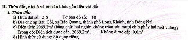 Buông sổ đất trồng cây lâu năm, bảo vinh (long khánh cũ), đồng nai 2.068m2 2 tỷ