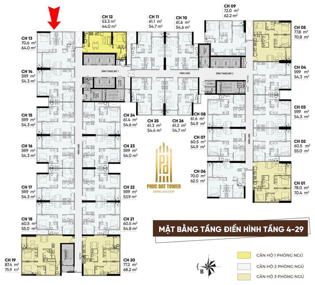 Chính chủ bán căn góc 2pn 2wc/70m2 phúc đạt tower dĩ an ngay chợ đông hòa, quốc lộ 1k. 0919 733 ***