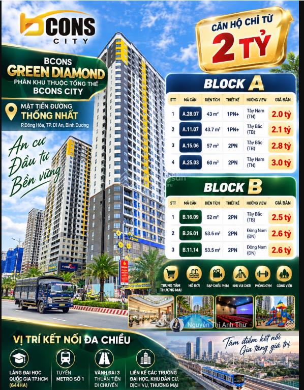 Cơ hội sở hữu căn hộ tại bcons city giá chỉ từ 2 tỷ chuẩn bị bàn giao nhà mới. 0903 010 ***