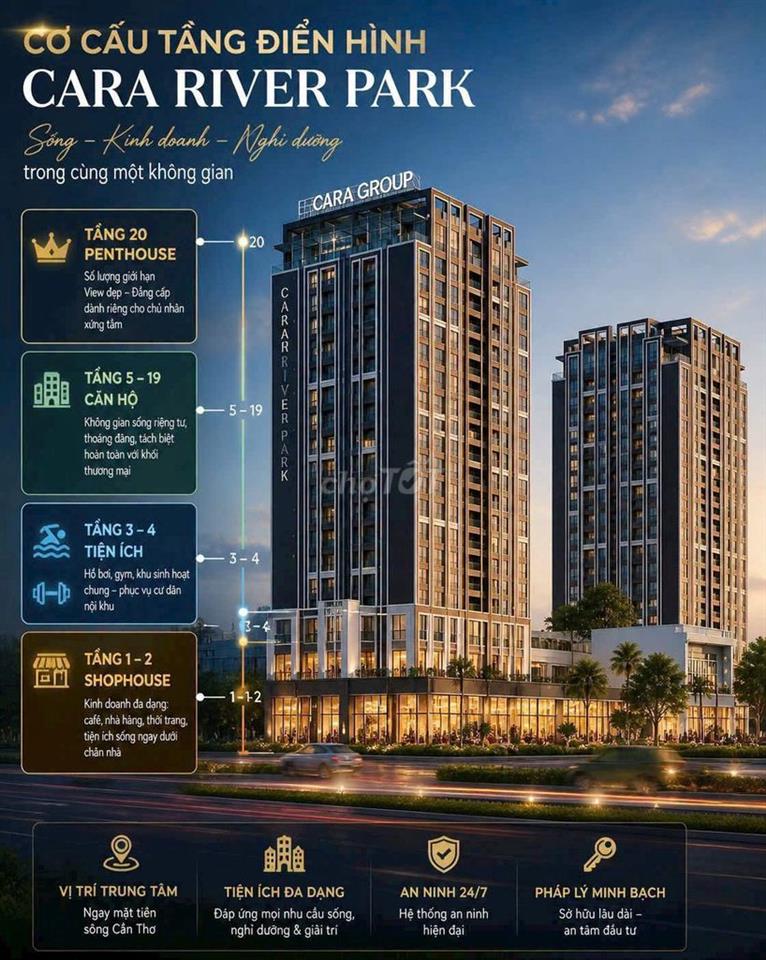 Bán hoặc cho thuê căn hộ cao cấp CARA RIVER PARK Cần Thơ
