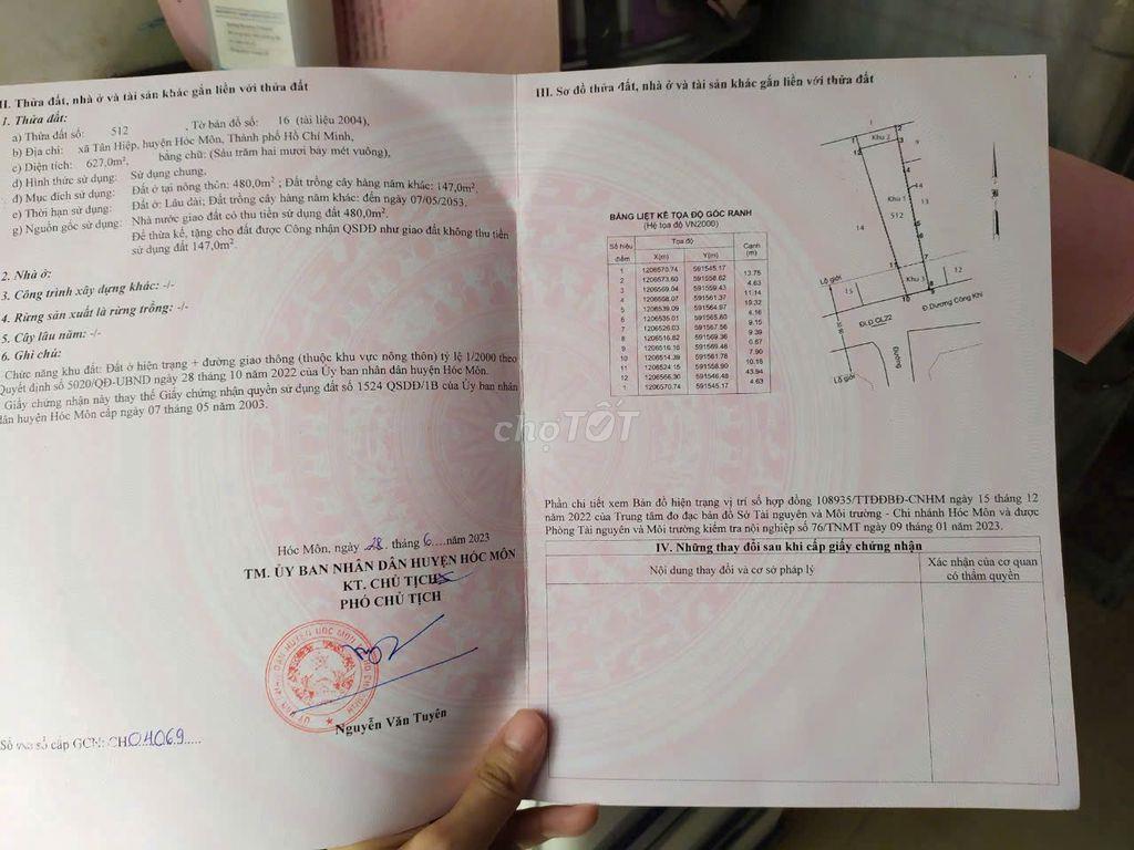 ĐẤT MẶT TIỀN HÓC MÔN