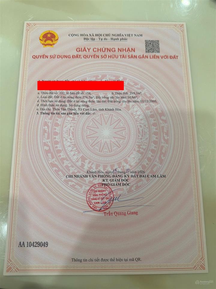Chủ cần ra nhanh đất full thổ cư gần đầm thuỷ triều cam lâm, 0798 347 ***