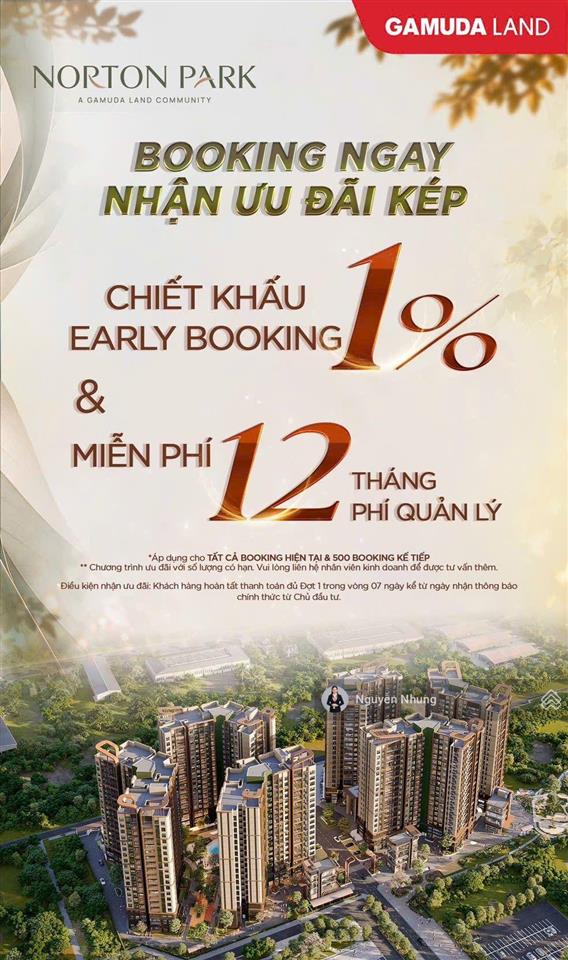 [gamuda land] chính thức nhận booking dự án norton park , chiết khấu 1% booking sớm & 12 tháng pql