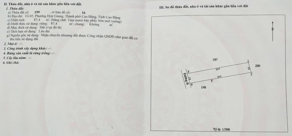 CHÍNH CHỦ CẦN BÁN NHÀ ĐẤT 87M2 TẠI TỔ 2, PHƯỜNG HỢP GIANG, TỈNH CAO BẰNG – VỊ TRÍ TRUNG