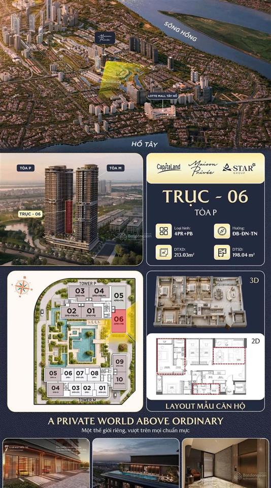 Bán căn hộ cao cấp maison privée, 197m2, 4 ngủ, 4wc, sảnh thang máy riêng, view công viên hồ.