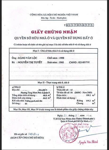Chính chủ gửi bán đất 199.2m2 odt (9.5 x 21) chỉ 9.9 tỷ tnpa q9