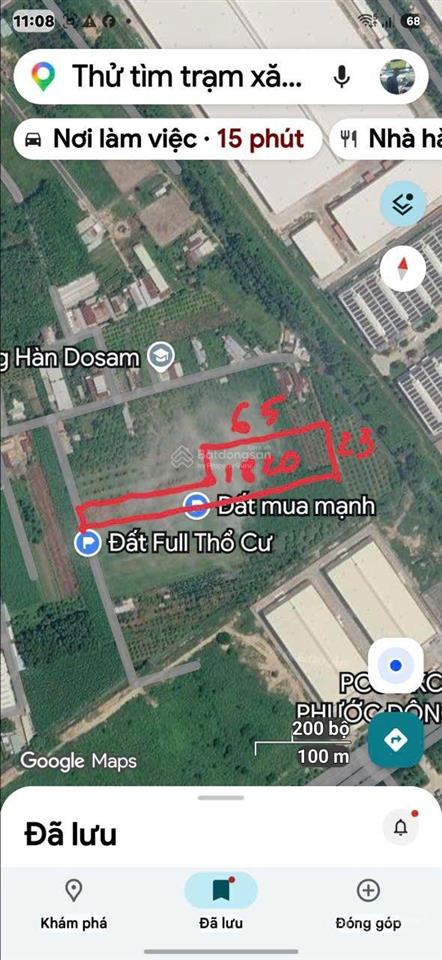 Đất 1820m thỗ cư 100% đường dt 782