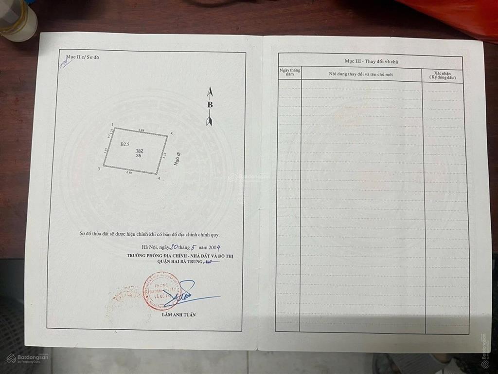 Bán đất tại trương định hai bà trưng 5,1tỷ, 35m2, mặt tiền 5.12m, sổ vuông nở hậu, ko quy hoạch