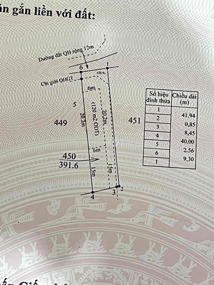 cần tiền bán gấp đất ở, TC 200m2, qh 2 mặt tiền