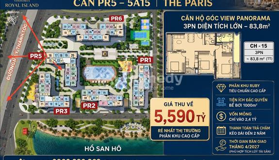 Căn góc 3N giá cực tốt,phân khu cao cấp Paris giá chỉ 5,59 tỷ, tiến độ cực giãn