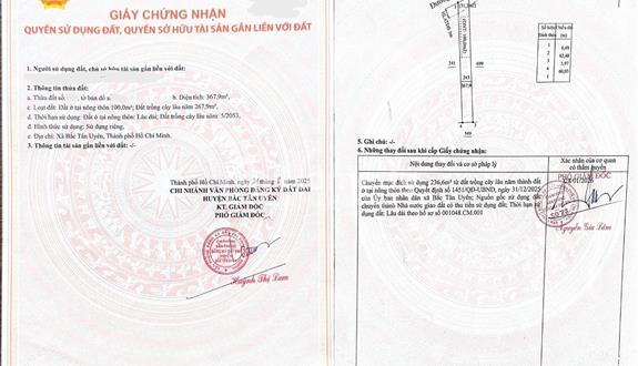 Chính chủ bán đất Tân Thành 23 full thổ cư, Bắc Tân Uyên – 367.9m², giá 4 tỷ 716 triệu