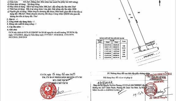 432m2 đất mặt tiền đường nhựa Bến Đình An Nhơn Tây có 388m2 thổ cư giá 13.55 tỷ