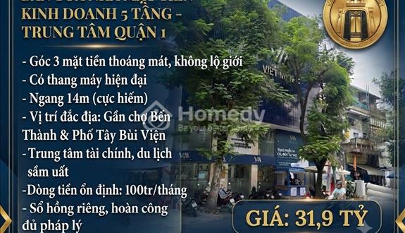 Bán nhà 5 tầng, có thang máy,kế bên chợ Bến Thành, gần phố Bùi Viện, SHR, Hoàn công đủ