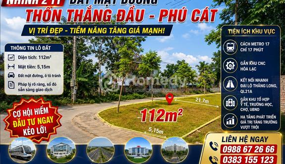 Chỉ nhỉnh 2 tỷ sở hữu ngay 112m² đất mặt đường Thắng Đầu, Phú Cát – mặt tiền 5,15m,