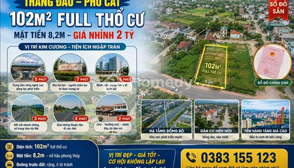 thắng đầu – phú cát | 102m² full thổ cư – mặt tiền 8,2m – giá nhỉnh 2 tỷ 🔥