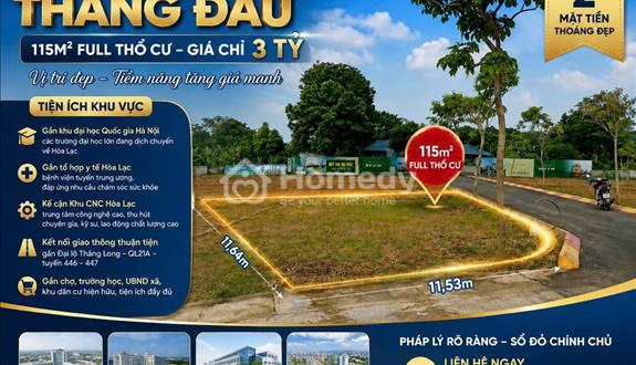 Lô Góc 2 Mặt Thoáng – 115m² full thổ cư – giá chỉ 3 tỷ