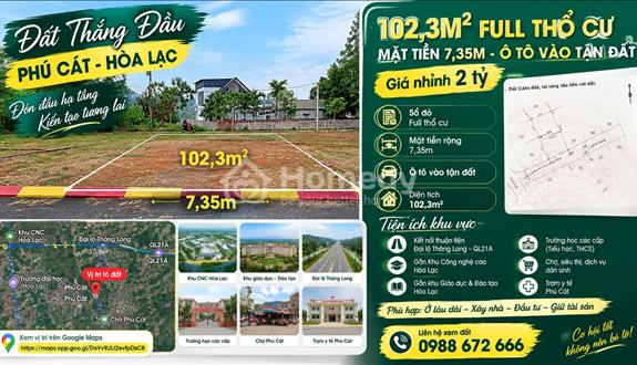 102,3m² full thổ cư – mặt tiền 7,35m – ô tô vào tận đất – giá nhỉnh 2 tỷ