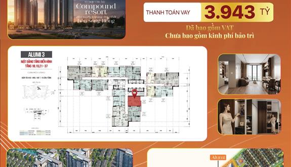 Bán căn hộ 1PN+ dự án Alumi - Alluvia City Văn Giang DT 49.68m2