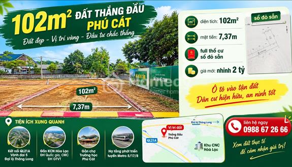 102m² đất Thắng Đầu – Phú Cát, giá mới nhỉnh 2 tỷ