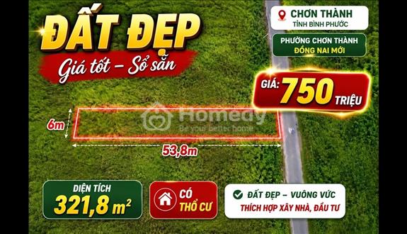 bán lô đất thổ cư , xã Minh Thành, huyện Chơn Thành, tỉnh Bình Phước
