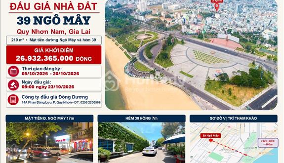 Bán nhà 2 mặt tiền 39 Ngô Mây - Trung tâm Biển Quy Nhơn