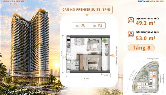 Căn hộ 1PN Peninsula Private view sông Hàn và Da Nang Downtown lý tưởng cho chuyên gia thuê