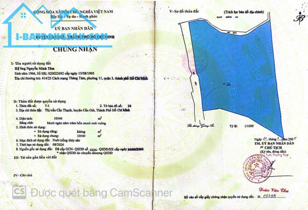 Bán lô đất Rừng Sác, Long Hòa, Cần Giờ: 28.201m, giá 8triệu/m2.