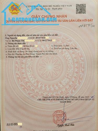 Bán ĐẤT mặt tiền đường Quận 12, phường An Phú Đông, 120m2 Sổ ĐẸP ngay ngắn