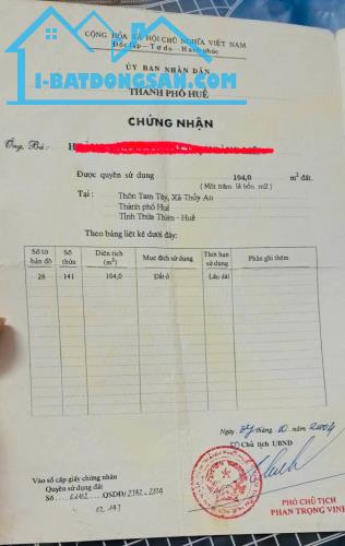 🏡 BÁN ĐẤT TẶNG NHÀ ĐẸP – AN DƯƠNG VƯƠNG, TP HUẾ 🏡 📐 Diện tích: 104m² (full thổ cư) 📍