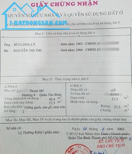 Bán nhà 28m2 hẻm thông Thành Mỹ, nở hậu hơn 3 tỷ