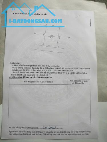 BÁN ĐẤT TẠI XÃ BÌNH MINH BÌNH ĐÀ – THÔN SINH QUẢ, SINH LIÊN - THANH OAI 63M2 GIÁ 5 TỶ