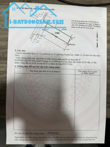 QUẬN 12, BÁN LÔ ĐẤT 97M2 5x20m THẠNH LỘC 17, CHỈ 4.6 TỶ