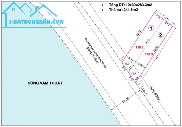 QUẬN 12, ĐẤT THỔ CƯ MẶT SÔNG VÀM THUẬT, VƯỜN LÀI, DT 10x30m