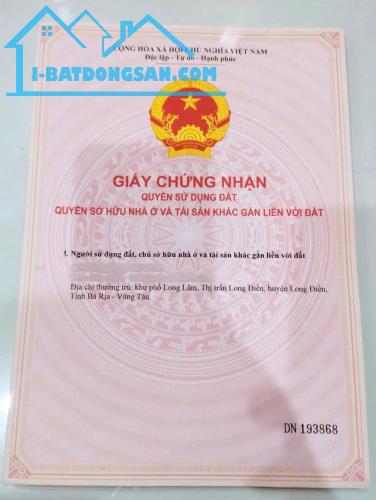 CẦN BÁN GẤP LÔ ĐẤT CHỦ THỞ OXY BÌNH CUỐI 120M2 FULL THỔ CƯ 1,9 TY NGAY LONG ĐIỀN BRVT