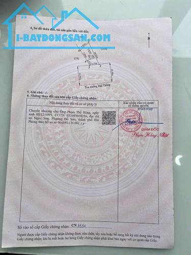 Bán lô đất mặt đường trục chính Đại Thắng, Hoà Nghĩa, Dương Kinh, Hải Phòng