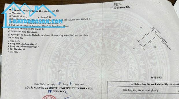 Bán đất 97m2 Kiệt ôtô 45 Huyền Trân Công Chúa, chỉ sau lưng nhà mặt tiền, Thủy Xuân, TPHuế