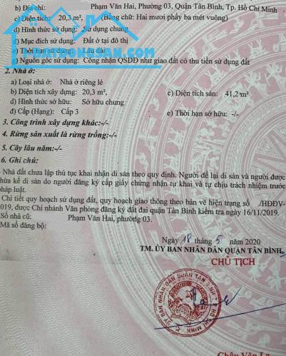 Bán nhà ngay chợ Phạm Văn Hai, 21m2 SHR vuông vức hơn 2 tỷ