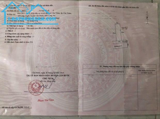 Bán nền thổ cư trong KDC Trung Thành , xã Long Trạch , Cần Đước dt 120m2 giá 2,4 tỷ