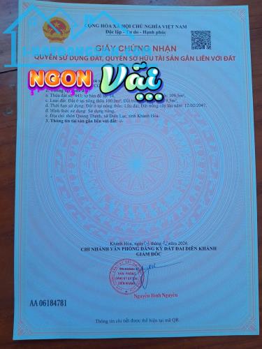 Bán đất Diên Hoà thôn Quang Thạnh đường Lạc Hoà 2 - dân cắt bán sổ hồng sẵn đường thông