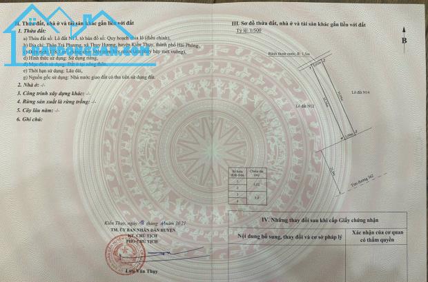 Bán Lô mặt đường 362 thuộc Trà Phương - Kiến Thụy - Hải Phòng - Diện tích : 178,7m2