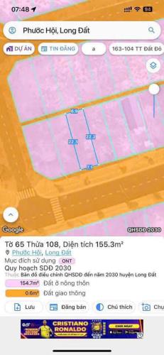CẦN BÁN GẤP LÔ ĐẤT 155M2 CÁCH BIỂN PHƯỚC HẢI TPHCM CHỈ 5 PHÚT DI CHUYỂN .