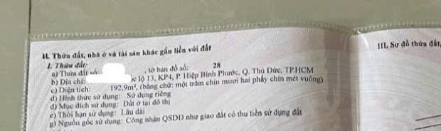 DIỆN TÍCH 192.9 M - NGANG 7.8M HẺM XE HƠI QUỐC LỘ 13 - HIỆP BÌNH PHƯỚC NHỈNH 11 TỶ