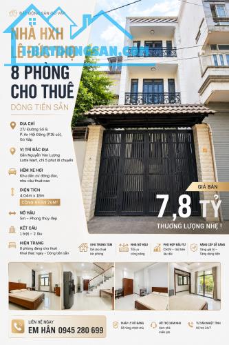HOT! CHDV Lê Đức Thọ P16 4X18 NỞ HẬU 5M CN 76M2 ĐCT 8P 20tr/thg chỉ 7,8 TỶ TL