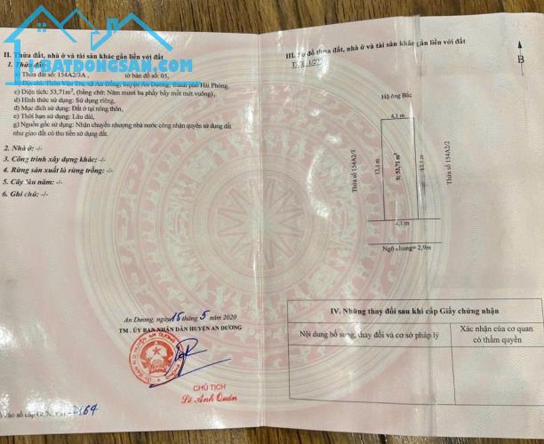 Bán đất 54m2 tại Vân Tra An Dương Hải Phòng