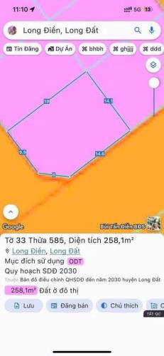LÔ BIỆT THỰ GÓC 2 MẶT TIỀN THỊ TRẤN LONG ĐIỀN CHỈ 1 TỶ 600 TRIỆU