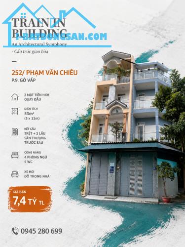 HXH 14M 2 Mặt Thoáng 252 Phạm Văn Chiêu P9 5x11 CN53m² 4L 4PN xe hơi trong nhà 7.4 Tỷ TL