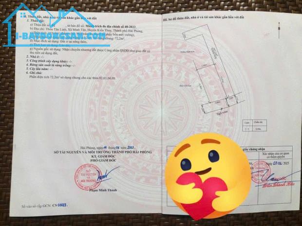 Bán lô góc 3 mặt thoáng Tân Linh, Minh Tân, Kiến Thụy, Hải Phòng - Diện tích : 61,2m2