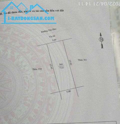 Bán đất mặt phố Tây Hào, ph Ngọc Châu, TP Hải Dương, 75m2, mt 5m, KD buôn bán tốt