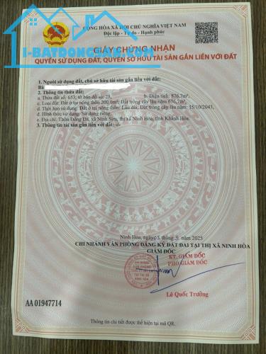 Chính chủ cần bán đất tại thôn Đống Đa, xã Ninh Sim, thị xã Ninh Hòa, tỉnh Khánh Hòa