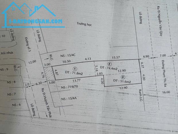 Bán đất tại Phạm Thị Ba, Phường Phú Thuận Q7. Dt 4x13 + 4x18+ 4,37x16m